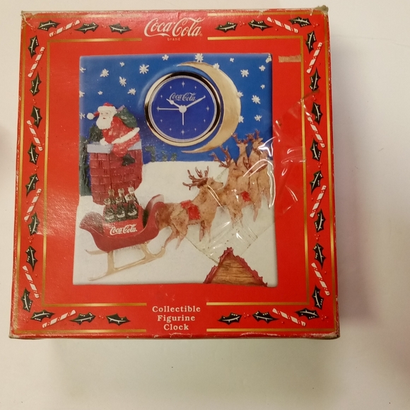 Vintage 1998 Coca-cola Holiday Clock Collectible Christmas Figurines Ceramic - Picture 2 of 8